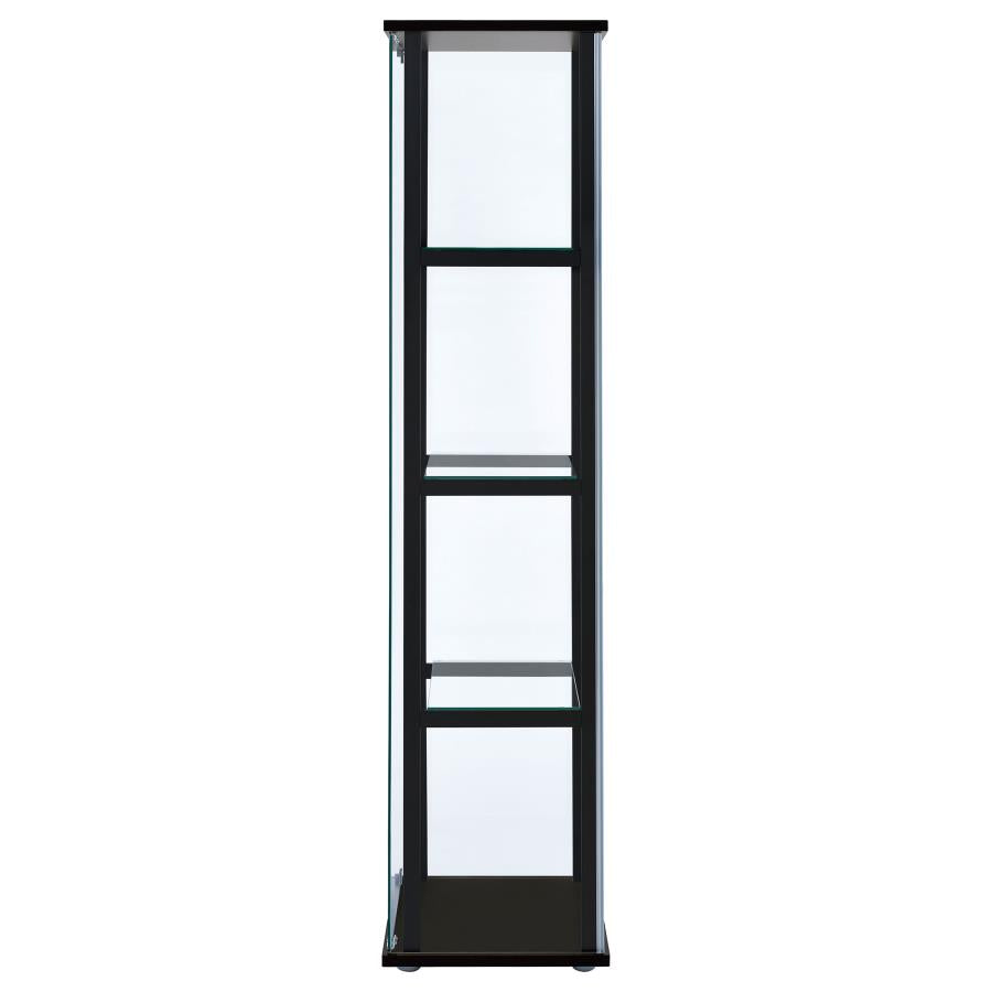 Cyclamen 4-shelf Clear Glass Curio Display Cabinet Black - 950171
