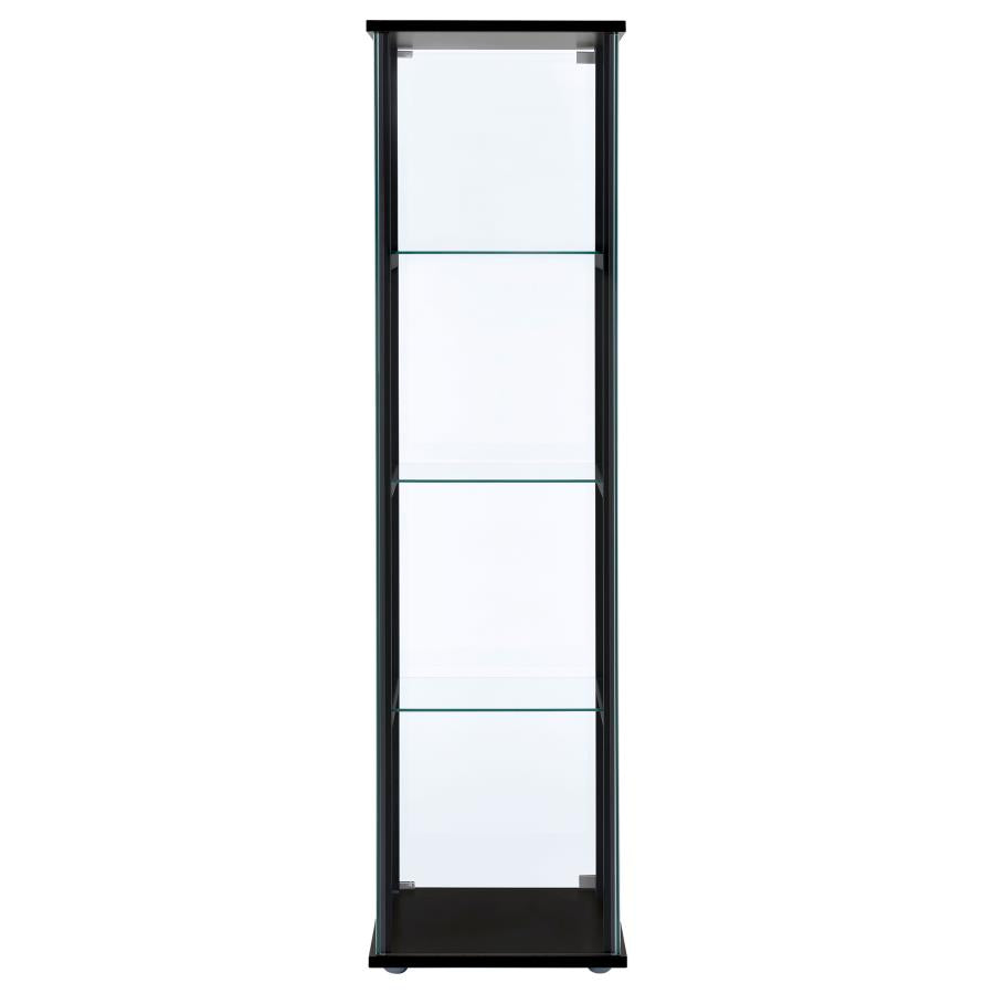 Cyclamen 4-shelf Clear Glass Curio Display Cabinet Black - 950171