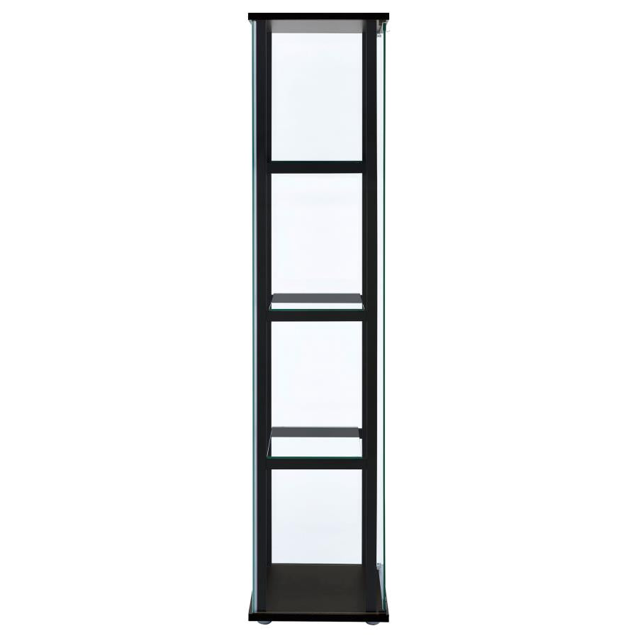 Cyclamen 4-shelf Clear Glass Curio Display Cabinet Black - 950171