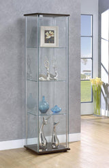 Bellatrix 4-shelf Clear Glass Curio Cabinet Cappuccino - 950172