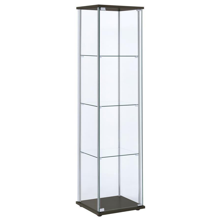Bellatrix 4-shelf Clear Glass Curio Cabinet Cappuccino - 950172