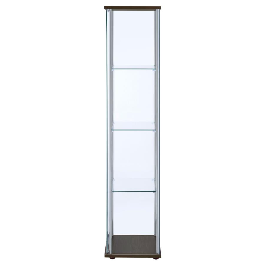 Bellatrix 4-shelf Clear Glass Curio Cabinet Cappuccino - 950172
