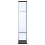 Bellatrix 4-shelf Clear Glass Curio Cabinet Cappuccino - 950172