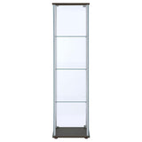 Bellatrix 4-shelf Clear Glass Curio Cabinet Cappuccino - 950172