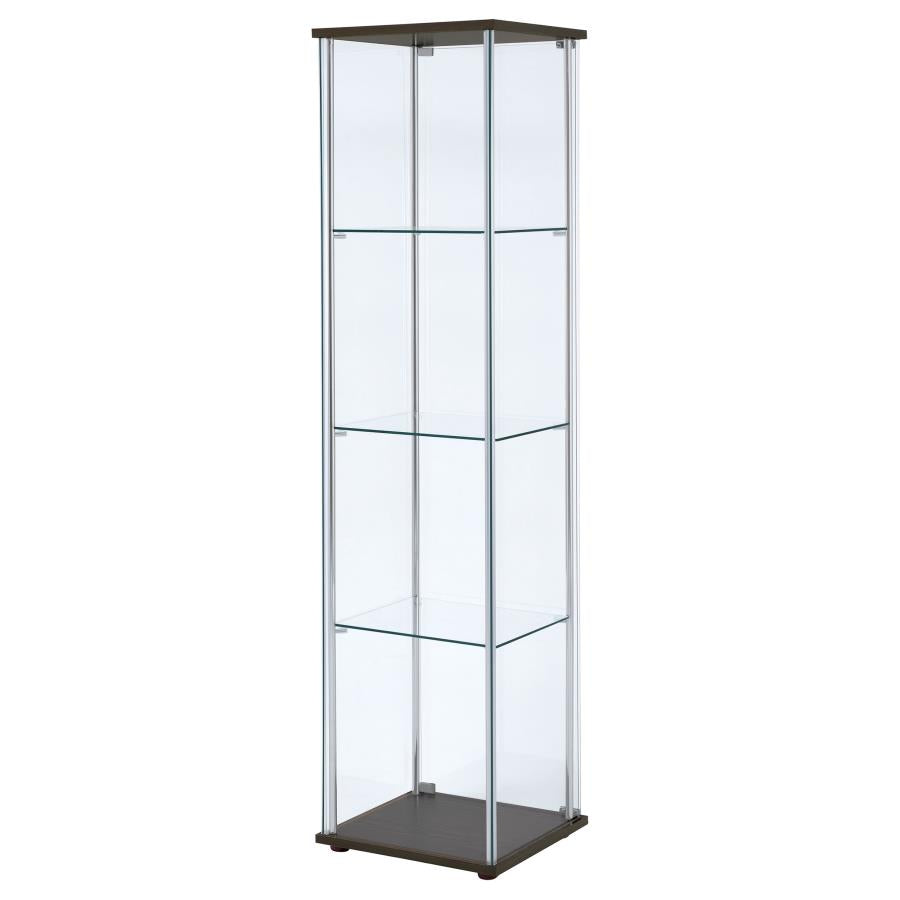 Bellatrix 4-shelf Clear Glass Curio Cabinet Cappuccino - 950172