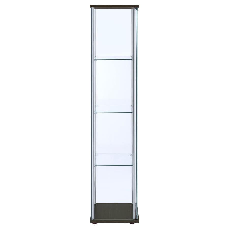 Bellatrix 4-shelf Clear Glass Curio Cabinet Cappuccino - 950172