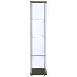 Bellatrix 4-shelf Clear Glass Curio Cabinet Cappuccino - 950172