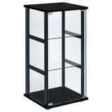 Cyclamen 3-shelf Clear Glass Curio Display Cabinet Black - 950179