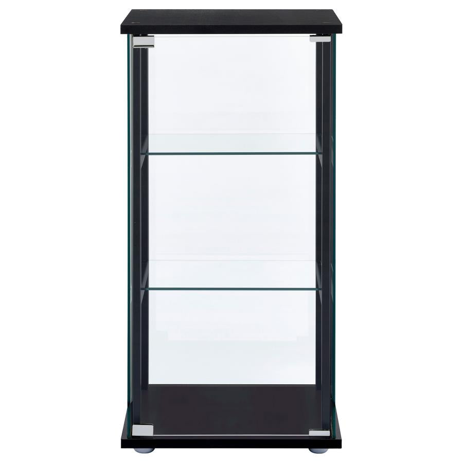 Cyclamen 3-shelf Clear Glass Curio Display Cabinet Black - 950179