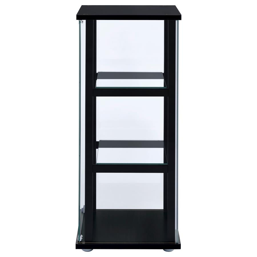 Cyclamen 3-shelf Clear Glass Curio Display Cabinet Black - 950179