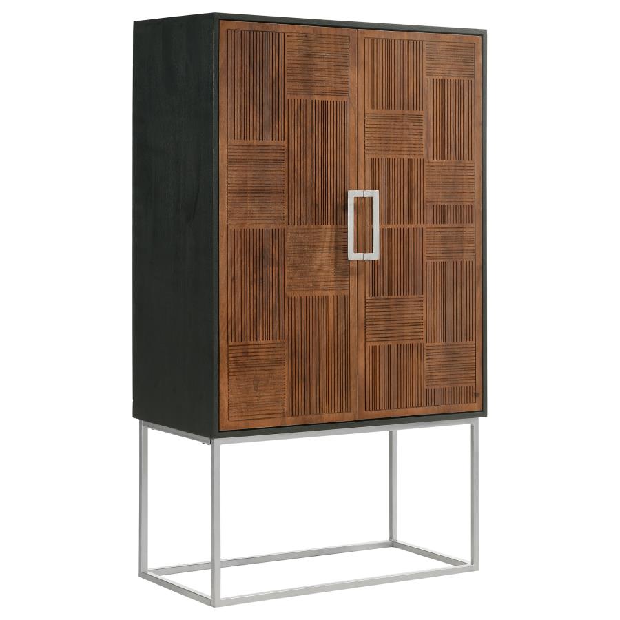 Borman 2-door Home Bar Cabinet Wine Storage Walnut and Black - 950318