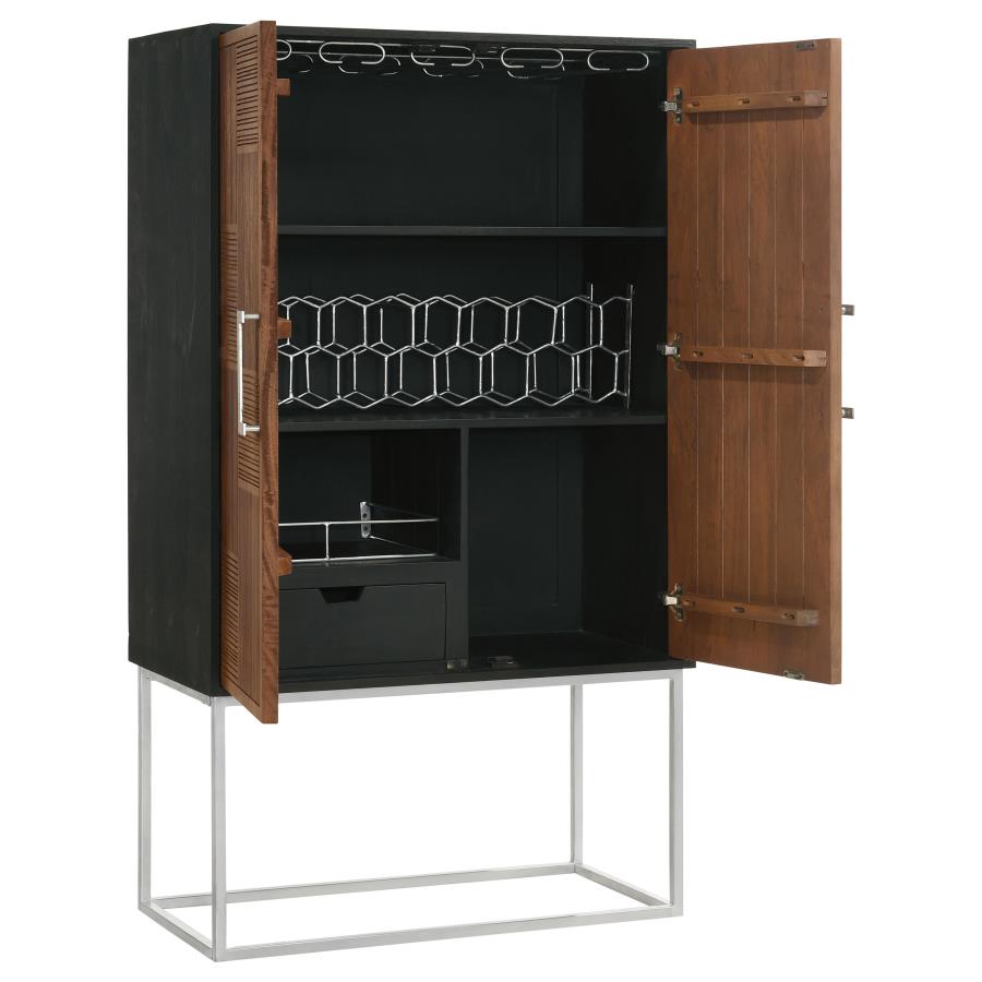 Borman 2-door Home Bar Cabinet Wine Storage Walnut and Black - 950318