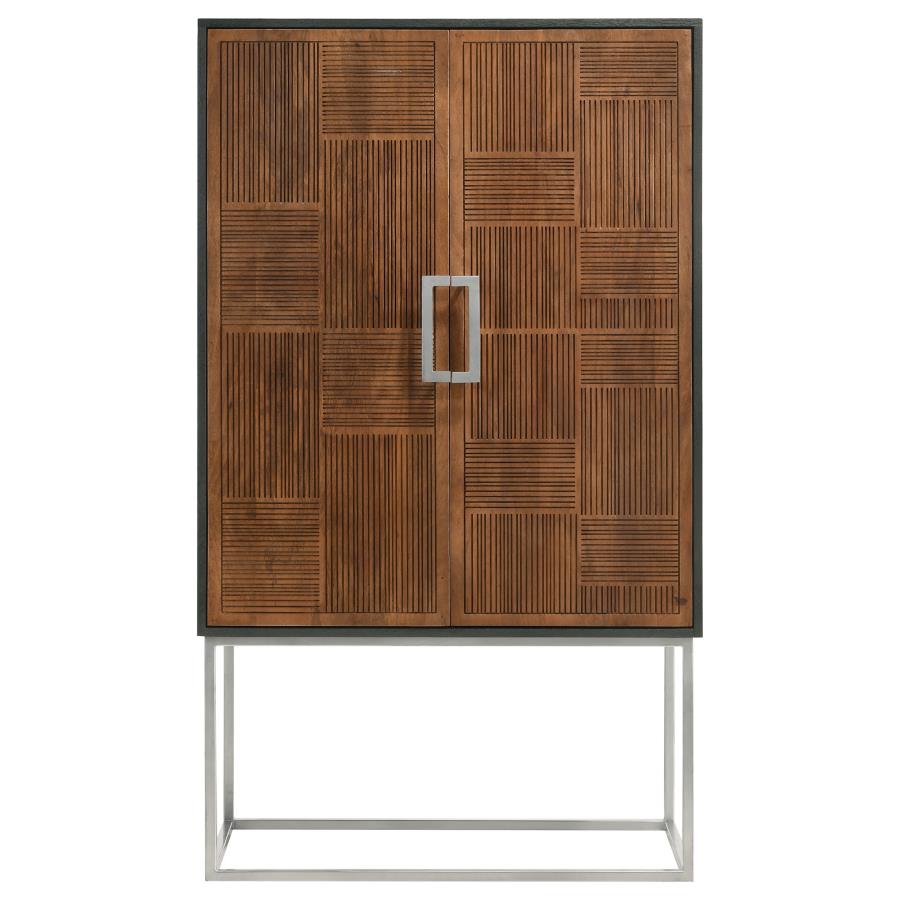 Borman 2-door Home Bar Cabinet Wine Storage Walnut and Black - 950318