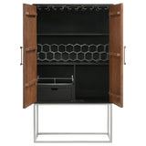 Borman 2-door Home Bar Cabinet Wine Storage Walnut and Black - 950318