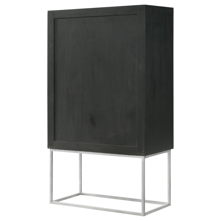 Borman 2-door Home Bar Cabinet Wine Storage Walnut and Black - 950318
