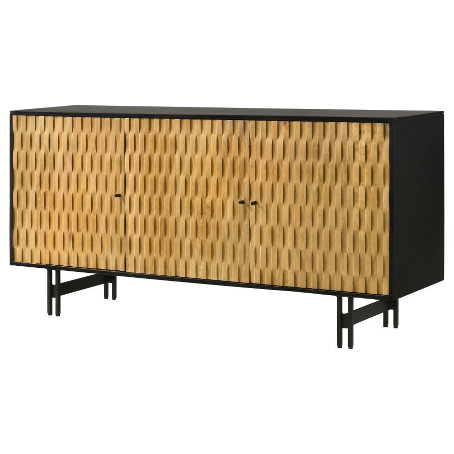 Aminah 3-door Wood Accent Cabinet Natural and Black - 950383