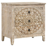 Mariska 3-drawer Wood Mandala Cabinet Distressed White - 950390