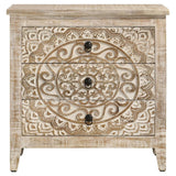 Mariska 3-drawer Wood Mandala Cabinet Distressed White - 950390