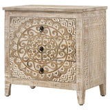 Mariska 3-drawer Wood Mandala Cabinet Distressed White - 950390