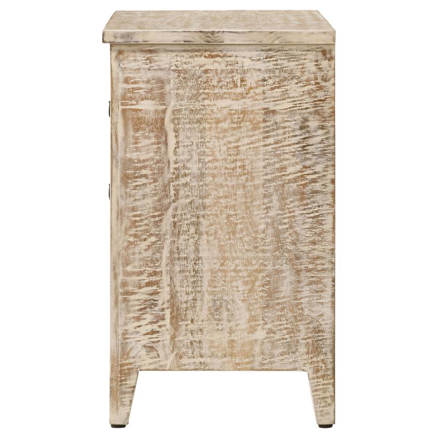 Mariska 3-drawer Wood Mandala Cabinet Distressed White - 950390