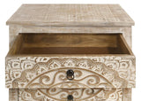 Mariska 3-drawer Wood Mandala Cabinet Distressed White - 950390