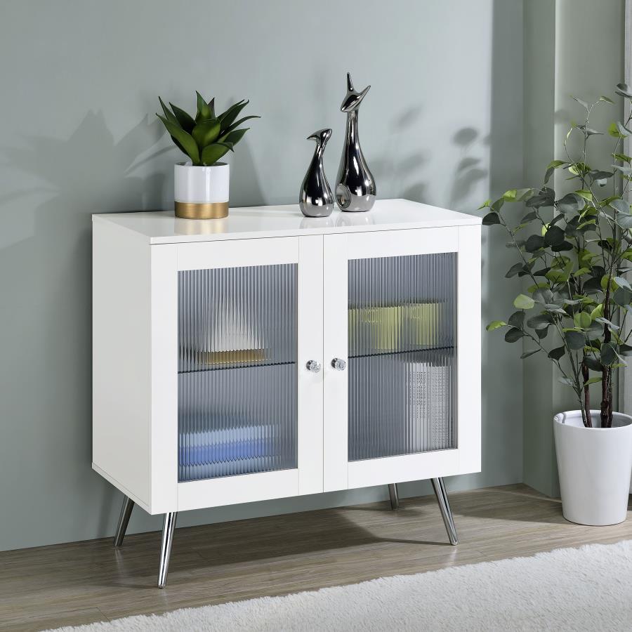 Nieta 2-door Engineered Wood Accent Cabinet White High Gloss - 950396