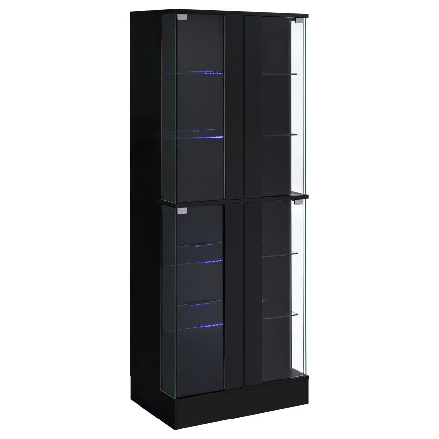 Cabra 4-door LED Curio Display Cabinet Black High Gloss - 950398
