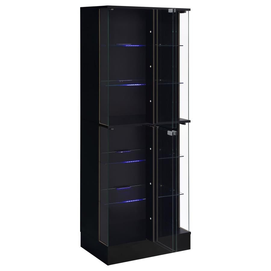 Cabra 4-door LED Curio Display Cabinet Black High Gloss - 950398