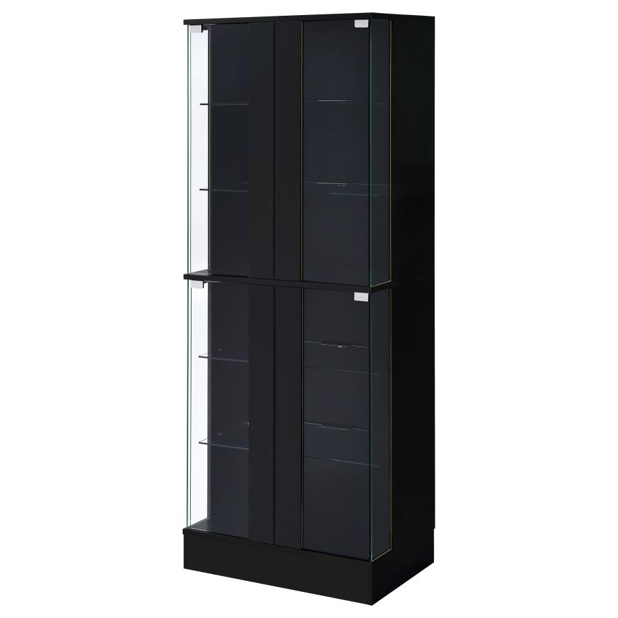 Cabra 4-door LED Curio Display Cabinet Black High Gloss - 950398