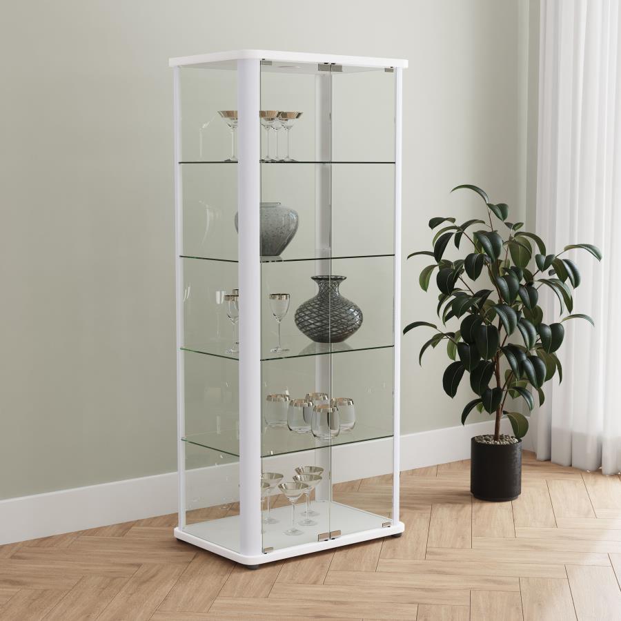 Aero 5-shelf Display Curio Cabinet with LED Lighting White - 950399