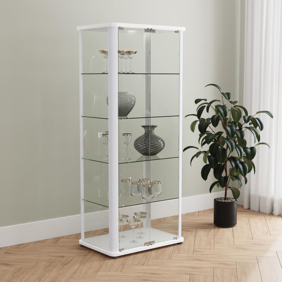 Aero 5-shelf Display Curio Cabinet with LED Lighting White - 950399