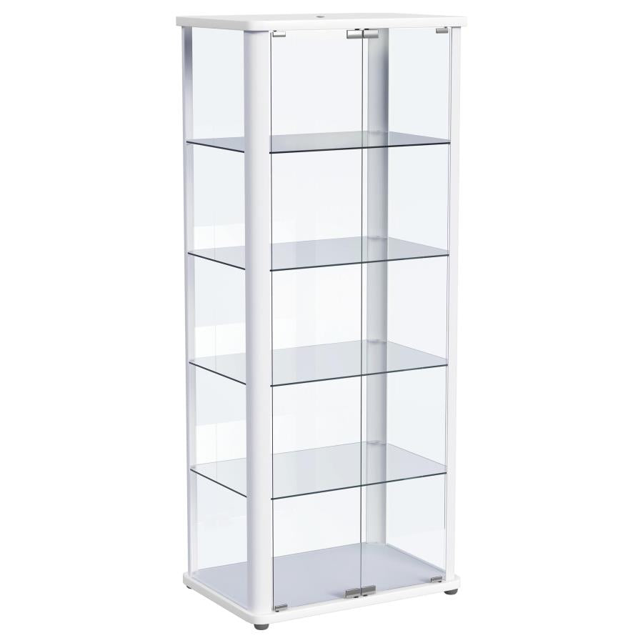 Aero 5-shelf Display Curio Cabinet with LED Lighting White - 950399