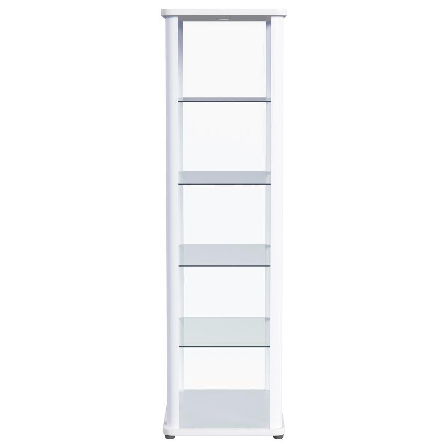 Aero 5-shelf Display Curio Cabinet with LED Lighting White - 950399