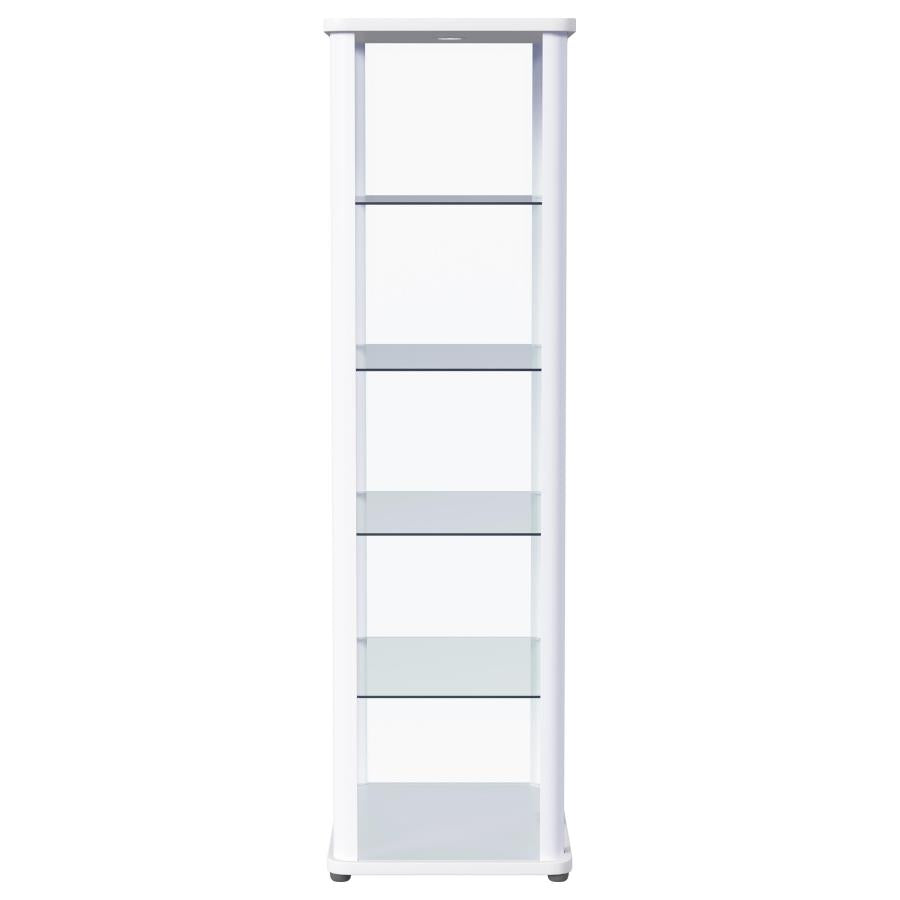 Aero 5-shelf Display Curio Cabinet with LED Lighting White - 950399