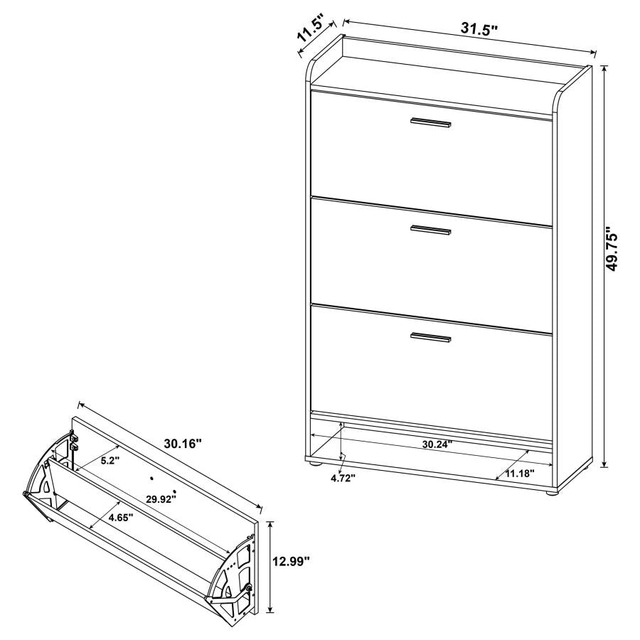 Denia 3-tier Engineered Wood Shoe Cabinet White - 950403