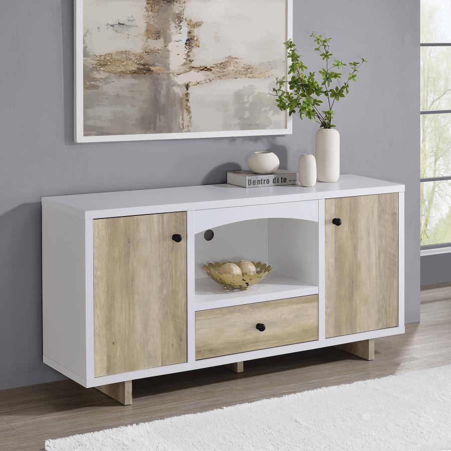 Dalton 2-door Storage Cabinet White and Distressed Pine - 950405