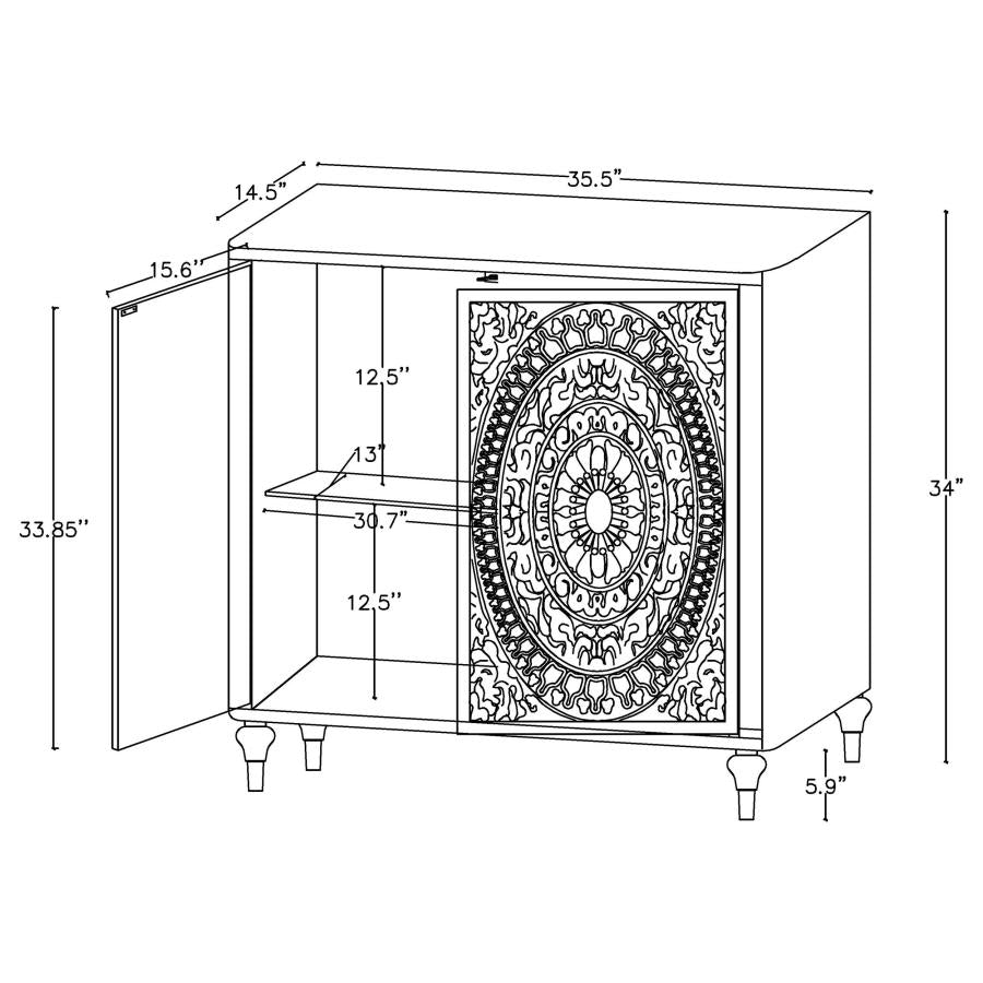 Cardella 2-door Mandala Accent Cabinet Distressed White - 950411