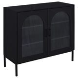 Jess 2-door Arched Fluted Glass Accent Cabinet Black - 950420