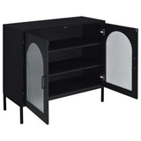 Jess 2-door Arched Fluted Glass Accent Cabinet Black - 950420