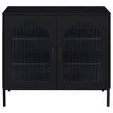 Jess 2-door Arched Fluted Glass Accent Cabinet Black - 950420