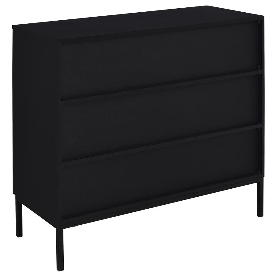 Jess 2-door Arched Fluted Glass Accent Cabinet Black - 950420