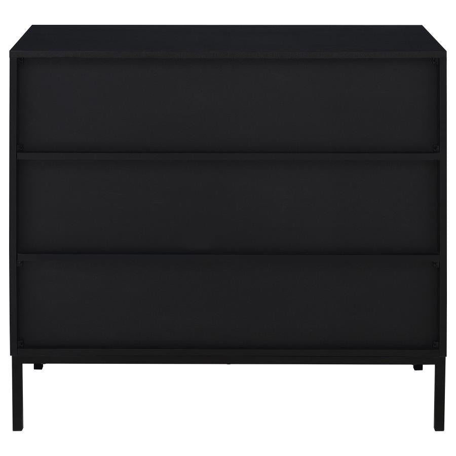 Jess 2-door Arched Fluted Glass Accent Cabinet Black - 950420