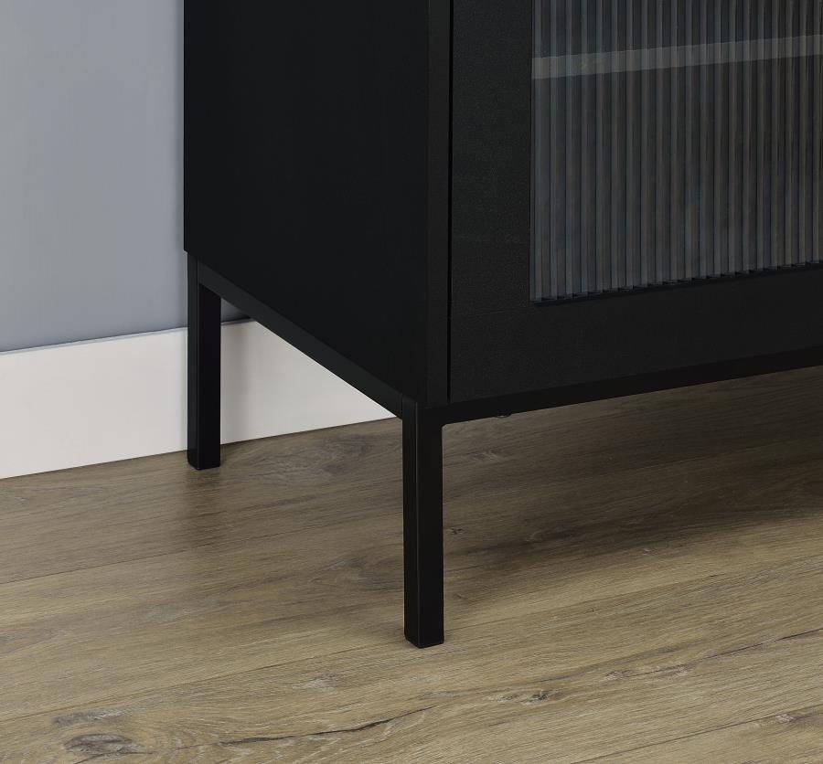 Jess 2-door Arched Fluted Glass Accent Cabinet Black - 950420