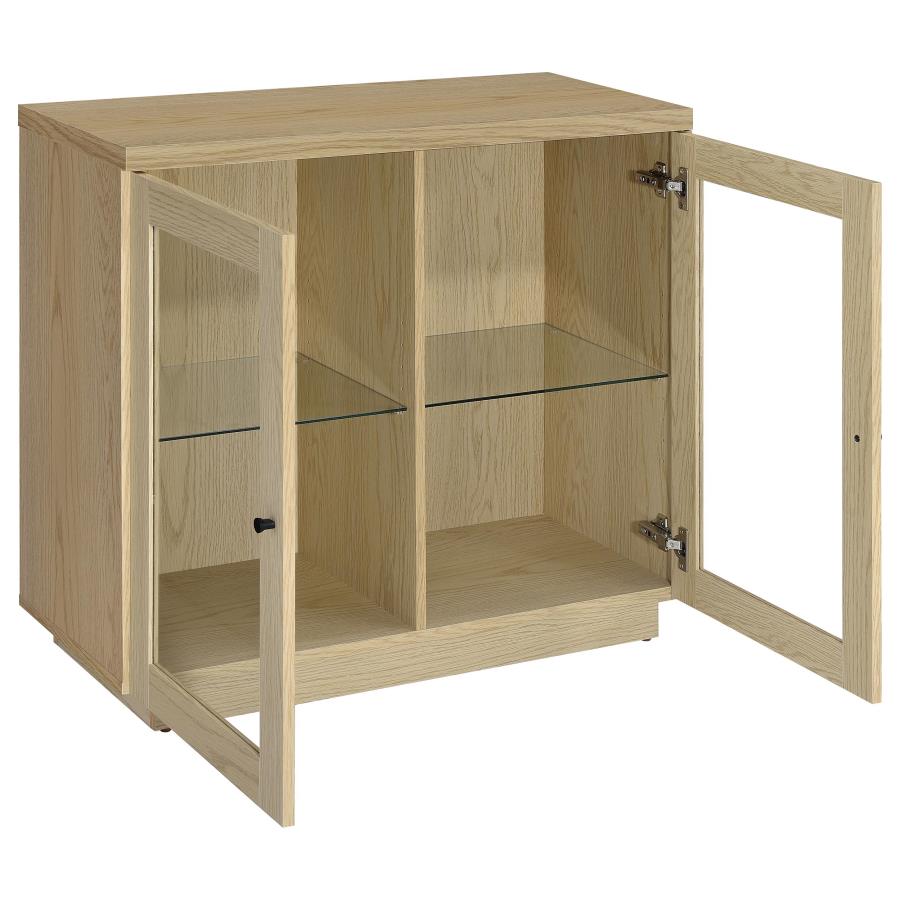Tilbury 2-door Glass Front Accent Display Cabinet Light Oak - 950429