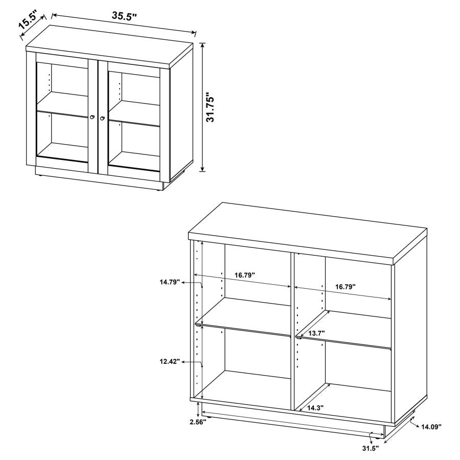 Tilbury 2-door Glass Front Accent Display Cabinet Light Oak - 950429