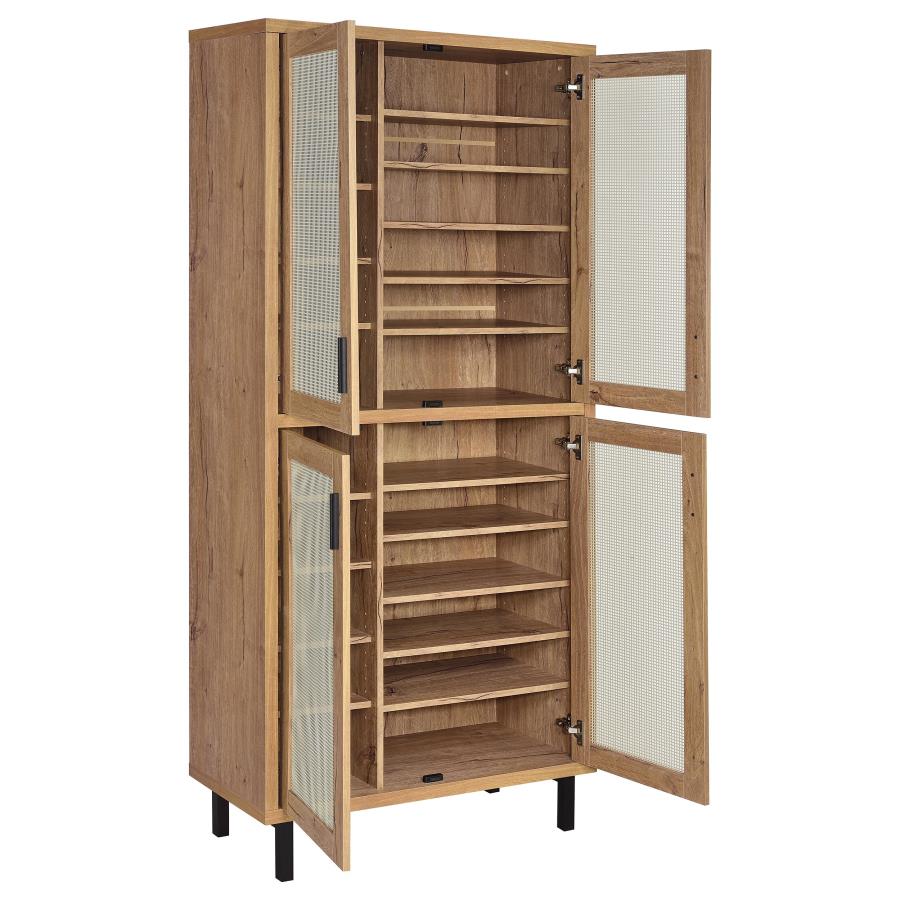 Teller 80-inch 4-door Tall Shoe Storage Cabinet Natural Oak - 950440