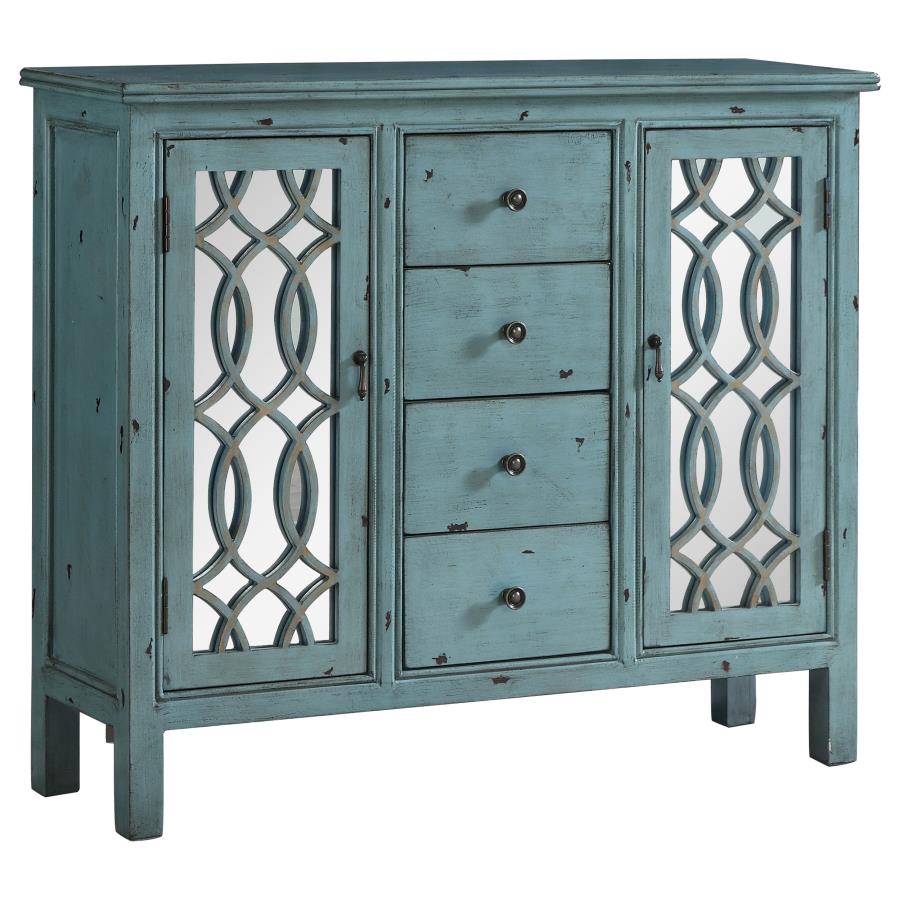 Rue 4-drawer Wood Trellis Accent Storage Cabinet Blue - 950736