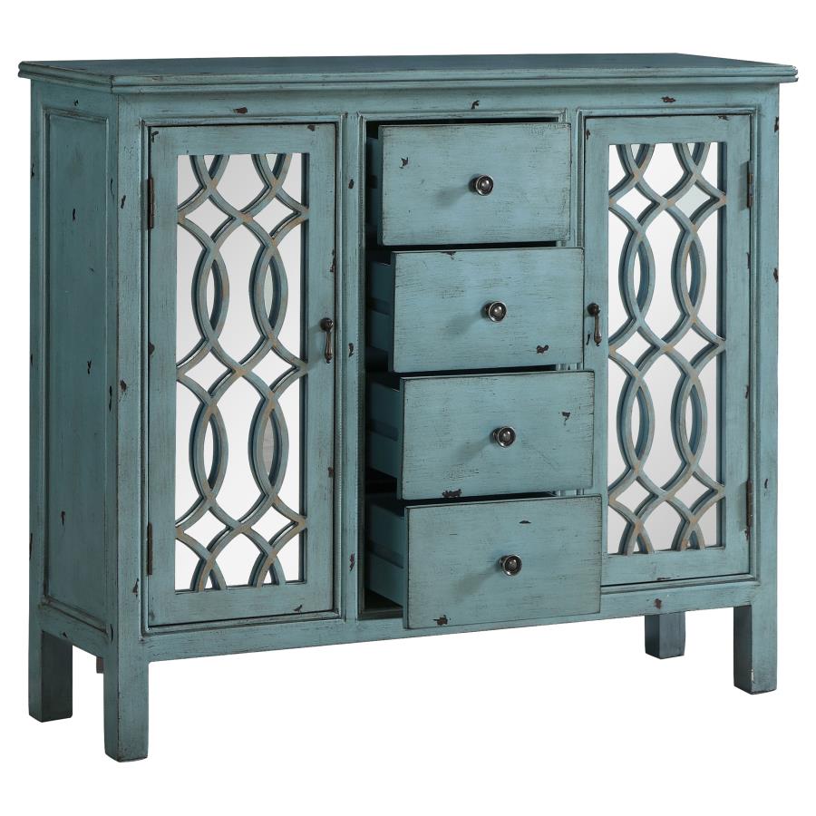 Rue 4-drawer Wood Trellis Accent Storage Cabinet Blue - 950736