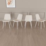 Modern Kitchen Dining Chairs (Set of 4) With Linen Padding And Sturdy Metal Legs - Beige
