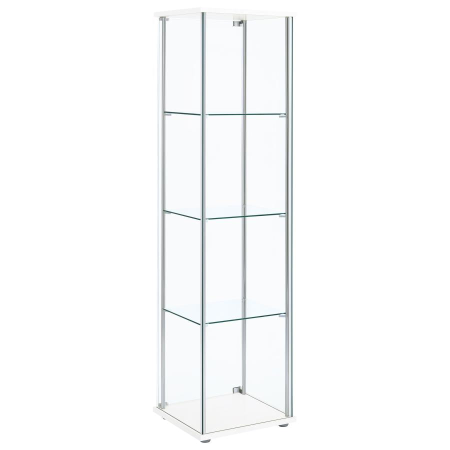 Bellatrix 4-shelf Clear Glass Curio Cabinet White - 951072